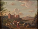 Pintura europeia sem assinatura - Vista de Cidade, osm 29 x 37 cm.