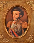 D. Pedro I - Pintura a osm, sem assinatura, 23 x 17 cm.