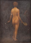Aurélio D'Alincourt (1919 - 1990) - Nu feminino com espelho, oseucatex, assinado cid, 34 x 25 cm. NOTA: AURÉLIO D´Alincourt. In: ENCICLOPÉDIA Itaú Cultural de Arte e Cultura Brasileira. São Paulo: Itaú Cultural, 2025. Disponível em: http://enciclopedia.itaucultural.org.br/pessoas/6602-aurelio-d-alincourt. Acesso em: 17 de maio de 2025. Verbete da Enciclopédia.ISBN: 978-85-7979-060-7