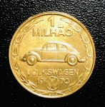 Medalha do Brasil - 1970 - Ouro (.900) - 7 g - 1 Milhão de Fuscas - Volkswagen do Brasil - São Berna