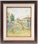 ASSINATURA NÃO IDENTIFICADA - "Viela" - óleo sobre tela. Assinado no c.i.e. Medidas da tela: 46 x 37 cm. Medida da moldura: 66 x 57 cm.