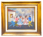 Heitor dos Prazeres - Óleo sobre tela, assinado e datado, Rio 8-10-1964, Grupo de Samba, medindo 45