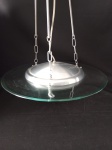 Lustre Luminária pendente em vidro grosso com acabamento em alumínio . Medida : 52 cm de largura vidro / Medida total : 65 cm .