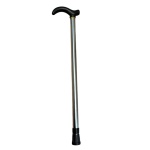 Bengala bastão Tipo T na cor prata, em liga de alumínio com os 6 níveis de ajuste de altura, variando de 74 cm a 89 cm, para atender às necessidades de cada usuário.