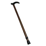 Bengala bastão Tipo T na cor cobre, em liga de alumínio com os 6 níveis de ajuste de altura, variando de 74 cm a 89 cm, para atender às necessidades de cada usuário.