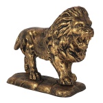 Escultura em resina representando leão na cor dourado, com perfeição nos detalhes. Medindo 24 x 15 cm.