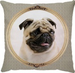 Capa para almofada com zíper invisível, feita em oxford com impressão frente e verso do cachorro Pug. Tecido Oxford 100% Poliéster. Dimensões da Capa: 45 cm X 45 cm. Não acompanha enchimento.