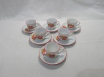 Jogo de 6 xícaras de café porcelana Ars Bohemia floral.