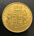 Moeda Estrangeira, INGLATERRA, Rainha Victória, BRASONADA, Valor 1 Libra, Ano 1869, Ouro, Peso 8 g,