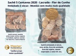 Sachê 5 Centavos 2020 V-486 - Lacrado com 100 Moedas - Flor de Cunho - Embalado a Vácuo para uma melhor preservação, evitando atrito entre as moedas, umidade, sujeira e outros fatores externos.