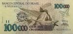 Cédula Do Brasil - 100 Cruzeiros Reais 1993 C-235 - Beija Flor - Flor de Estampa