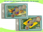 02 Blisters com as Séries de moedas do Real 2016 e 2017 Flor de Cunho - Blisters informativos e Temáticos - 2016 - Ano das Olimpiadas / 2017 - O ano da descoberta