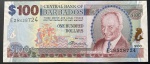 CEDULA DE BARBADOS - 100 DOLLARS - FLOR DE ESTAMPA.