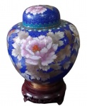 Antigo e raro potiche em Cloisonné, todo em bronze, pintado a mão com cenas orientais e filetes de o
