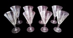 Lote com 8 taças para água em demi-cristal, com esmera lapidação de ramas.
