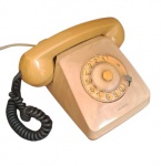 Antigo telefone de disco da marca Siemes. Década de 70.
