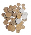 Lote com 100 moedas brasileiras.