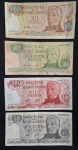 Lote com 4 cédulas de pesos argentinos, de 50,100,500 e 1000 pesos.
