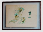 MARTINOLLI - Pintura sobre papel, assinado, datado 1978. Medida do desenho 50x70cm e medida com moldura 65x85cm. Este lote NÃO PODE SER ENVIADO PELOS CORREIOS.