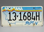 COLECIONISMO - Placa automotiva - Alumínio -  Americana - MONTANA - 13 1684H. Med. 15,5x31 cm. Produto conforme fotos originais do lote.