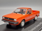 Volkswagen Saveiro 1982 Vermelho Escala 1/43 miniatura em metal diecast. Carro de coleção com aprox 10CM, acompanha Caixa acrilica com base.