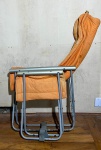 Cadeira dobrável com forro de tecido laranja e apoio para os pés TOK&STOK - dim - cadeira dobrada/aberta  17x85x115cm / 57x73x92cm Apoio dobrado / aberto  14x48x65cm / 60x45x40cm