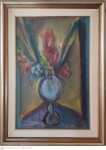 Carlos Bracher, óleo sobre tela grande formato titulado e localizado "Jarro de flores" ouro preto abril de 85 medida interna 92 cm por 65 cm e total emoldurado 117 cm por 90 cm.