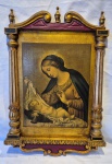 Ícone sobre madeira medindo 52 cm por 36 cm.