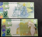 2 Cédulas de ZERO REAL - Nosa Sra de Aparecida e Jardim Botânico de Curitiba - AMBAS FLOR DE ESTAMPA