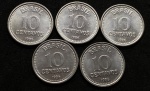 5 moedas de 10 Centavo 1986 - Brasil