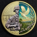 Lindíssima Medalha Colorida banhada à PRATA - FROM CONFLICT TO CALM - WAR and PEACE -