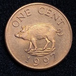 1 Cent 1997 - Bermuda - Rainha Elizabeth II - Flor de cunho