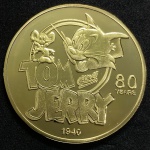 Medalha TOM & JERRY 80 anos - 2020 - Dourada - ANIME - Flor de cunho