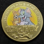 Medalha TOM & JERRY 80 anos - 2020 - Dourada - ANIME - Flor de cunho