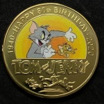 Medalha TOM & JERRY 80 anos - 2020 - Dourada - ANIME - Flor de cunho