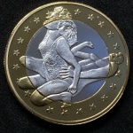 6 Euros `SEX EUROS` - Posições Eróticas - Coleção com 34 tokens - Bimetálica - FLOR DE CUNHO