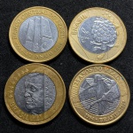 4 moedas de 1 Real comemorativas