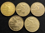 25 Centavos 1998, 1999, 2000, 2014 e 2022