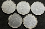 5 moedas de 5 centavos 1995