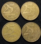 4 moedas de 25 centavos 2004