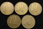 10 centavos 1998, 2001, 2002, 2004 e 2005