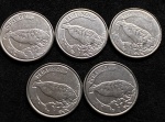 5 moedas de 100 Cruzeiros 1993 - Peixe Boi