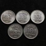 5 moedas de 10 Centavos 1986