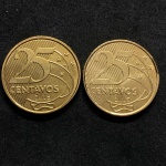 2015 - 2 moedas de 25 centavos 2015 - TODAS FLOR DE CUNHO