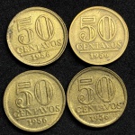 4 moedas de 50 centavos 1956 - Brasil