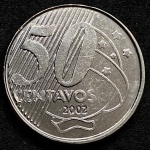 50 Centavos 2002 - Cunhagem fraca no S de centavos - Flor de cunho