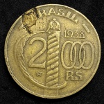 2000 Réis 1938 SERRILHADA - Escassa - Com chapa delaminada (Erro de cunhagem)