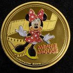 Medalha Disney - Minie Mouse - PROOF Colorida Folheada a OURO - New Zealand - Rainha Elizabeth II