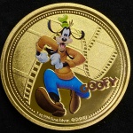 Medalha Disney - Pateta - PROOF Colorida Folheada a OURO - New Zealand - Rainha Elizabeth II