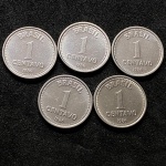 5 moedas de 1 Centavo 1986